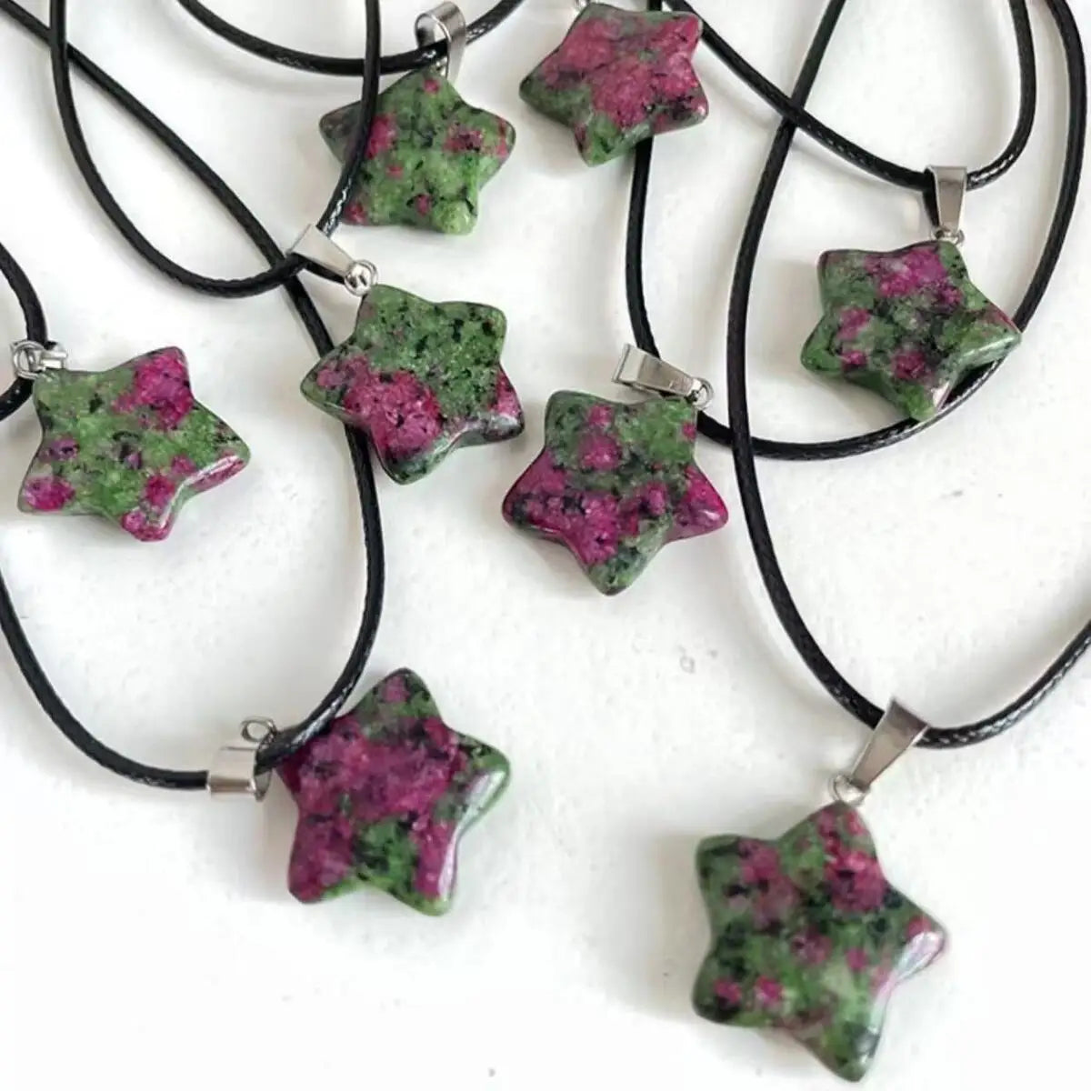 Trend Natural Stone Hexagon Crystal Rose Quartz Opal Star Pendant Necklace for Women Fluorite Lapis Bullet Pendulum Jewelry Gift