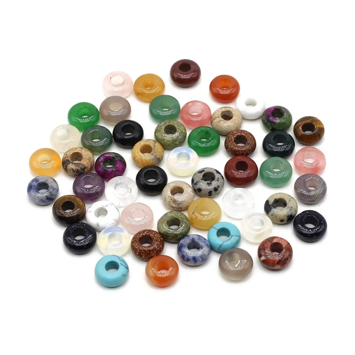 20pcs/Pack Abacus Beads 5x10mm Natural Red Agate Tiger Eye Amethysts Rose Quartz Beads for Jewelry Making DIY Necklace Bracelet