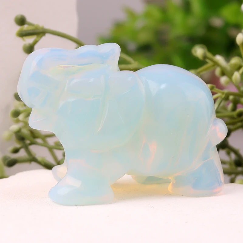 Hand Carved Crystal Elephant Figurine Home Decoration Natural Rose Quartz Amethyst Mini animal handicraft feng shui Ornament
