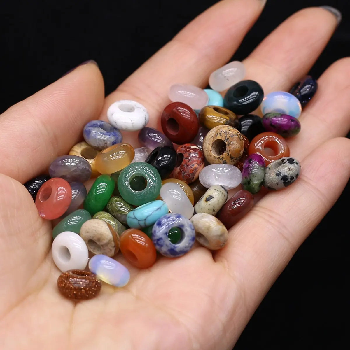 20pcs/Pack Abacus Beads 5x10mm Natural Red Agate Tiger Eye Amethysts Rose Quartz Beads for Jewelry Making DIY Necklace Bracelet