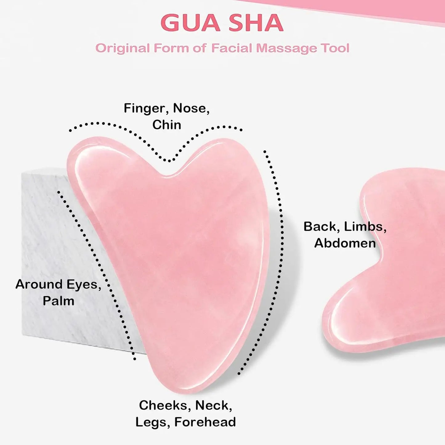 New Anti Aging Natural Jade Stone Massage Set Gua Sha Scraper Rose Quartz Jade Face Roller Double-ended Face and Neck Massager