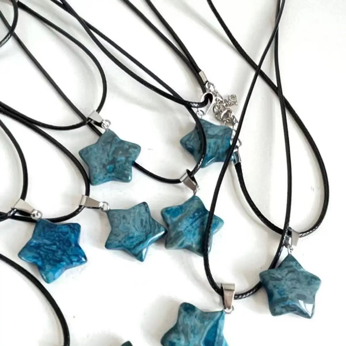 Trend Natural Stone Hexagon Crystal Rose Quartz Opal Star Pendant Necklace for Women Fluorite Lapis Bullet Pendulum Jewelry Gift
