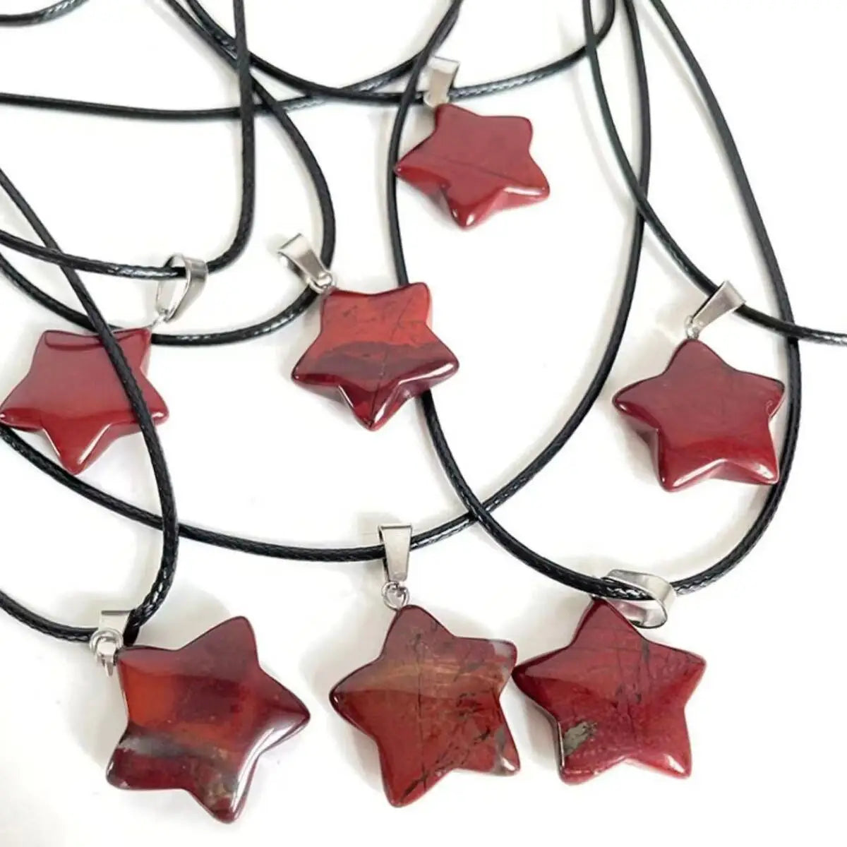 Trend Natural Stone Hexagon Crystal Rose Quartz Opal Star Pendant Necklace for Women Fluorite Lapis Bullet Pendulum Jewelry Gift