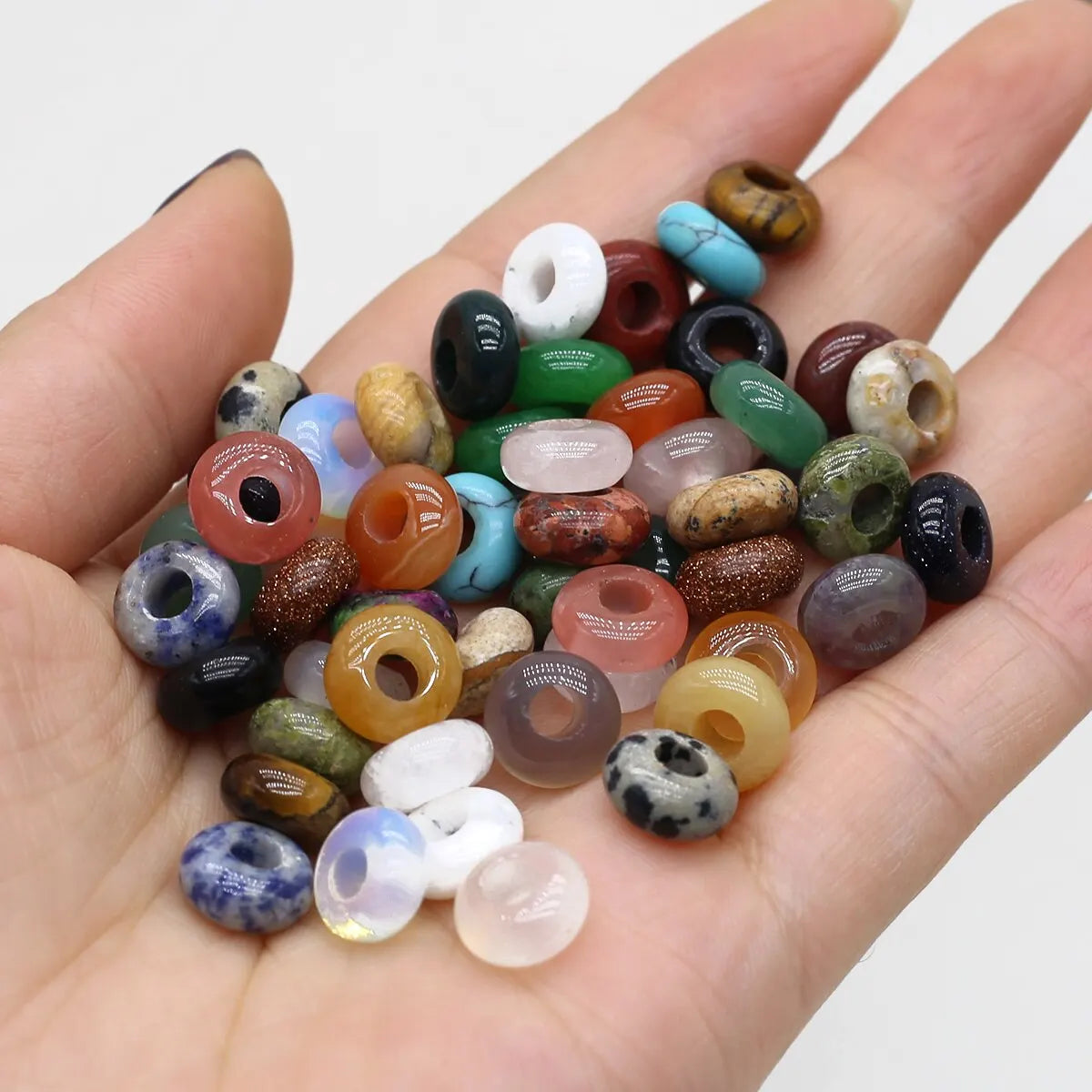 20pcs/Pack Abacus Beads 5x10mm Natural Red Agate Tiger Eye Amethysts Rose Quartz Beads for Jewelry Making DIY Necklace Bracelet