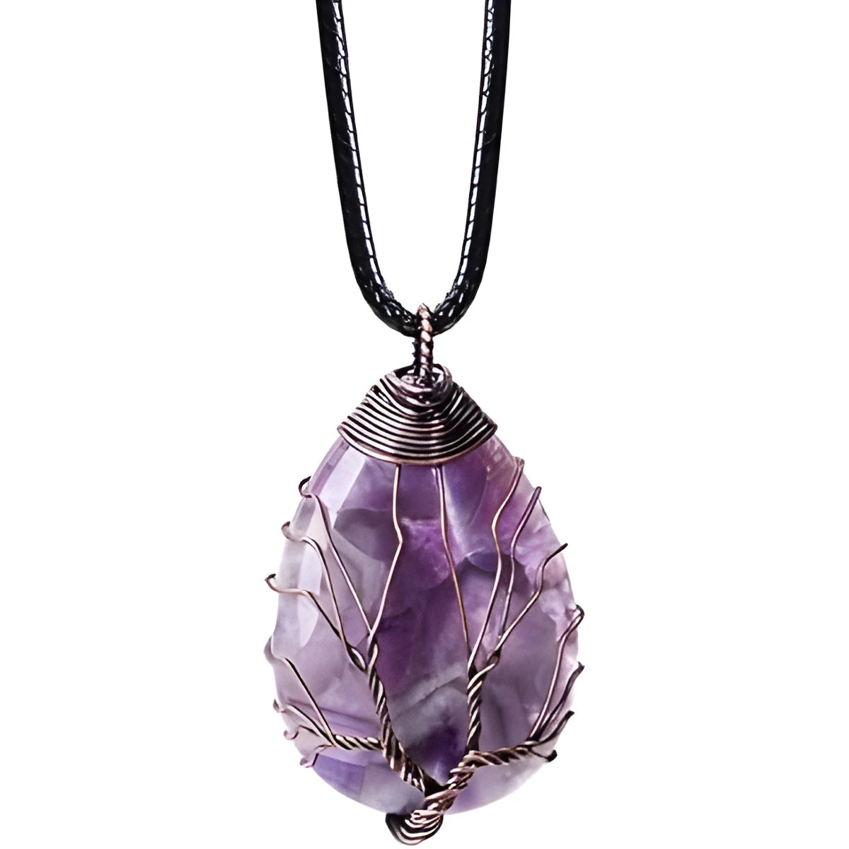 Handmade Natural Crystal Rose Quartz Tree Amethyst Pendant Jewelry Couple Decoration DIY Gifts Accessories Crafts