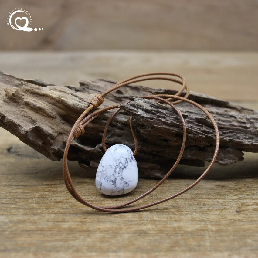 Natural Stone Nugget Pendant Necklace Healing Crystal Lapis Amethyst Tiger eye Aventurine Rose Quartz Opal Charms Jewelry QC3360