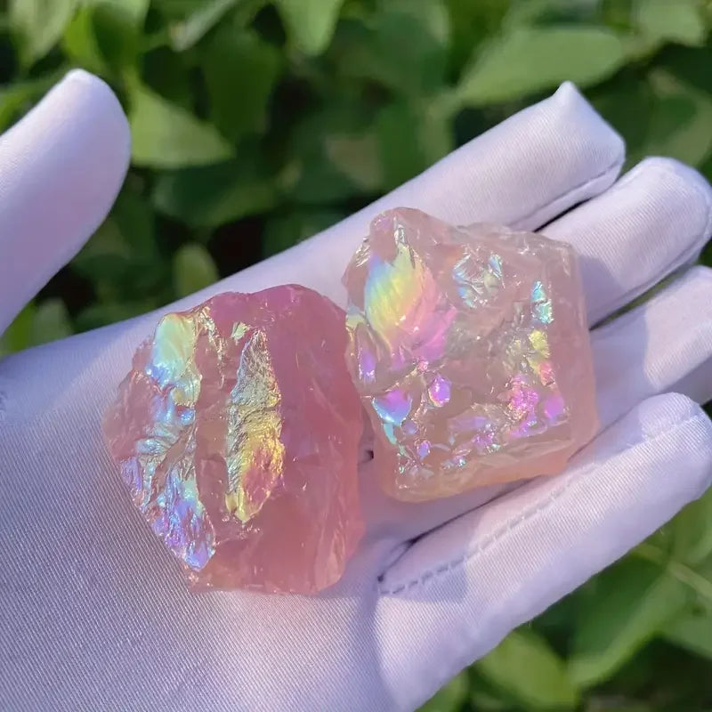 Aura Rose stone Quartz Raw Crystals For Home Decor Best Gift For Family And Friends