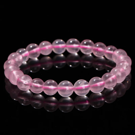 Wholesale Pink Rose Powder crystal Quartz Natural Stone Streche Bracelet Elastic Cord Pulserase Jewelry Beads Lovers woman Gifts