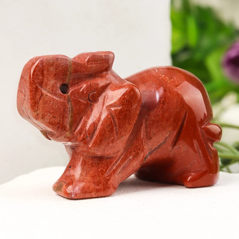 Hand Carved Crystal Elephant Figurine Home Decoration Natural Rose Quartz Amethyst Mini animal handicraft feng shui Ornament