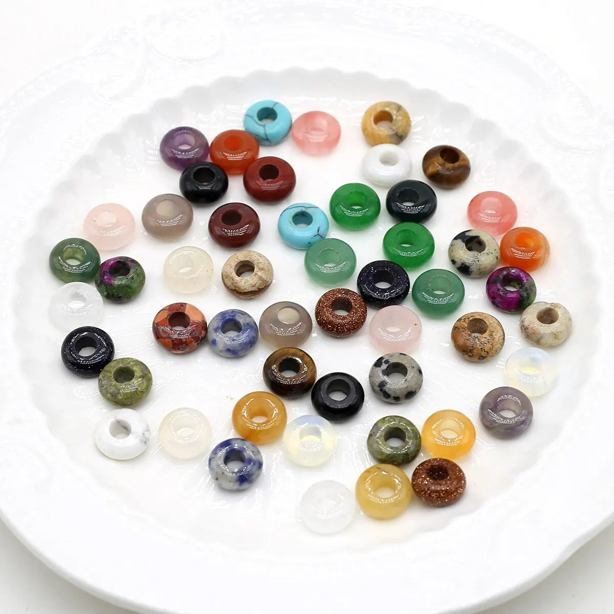 20pcs/Pack Abacus Beads 5x10mm Natural Red Agate Tiger Eye Amethysts Rose Quartz Beads for Jewelry Making DIY Necklace Bracelet