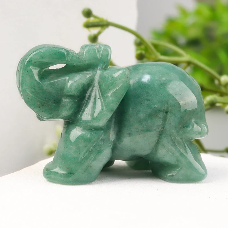 Hand Carved Crystal Elephant Figurine Home Decoration Natural Rose Quartz Amethyst Mini animal handicraft feng shui Ornament