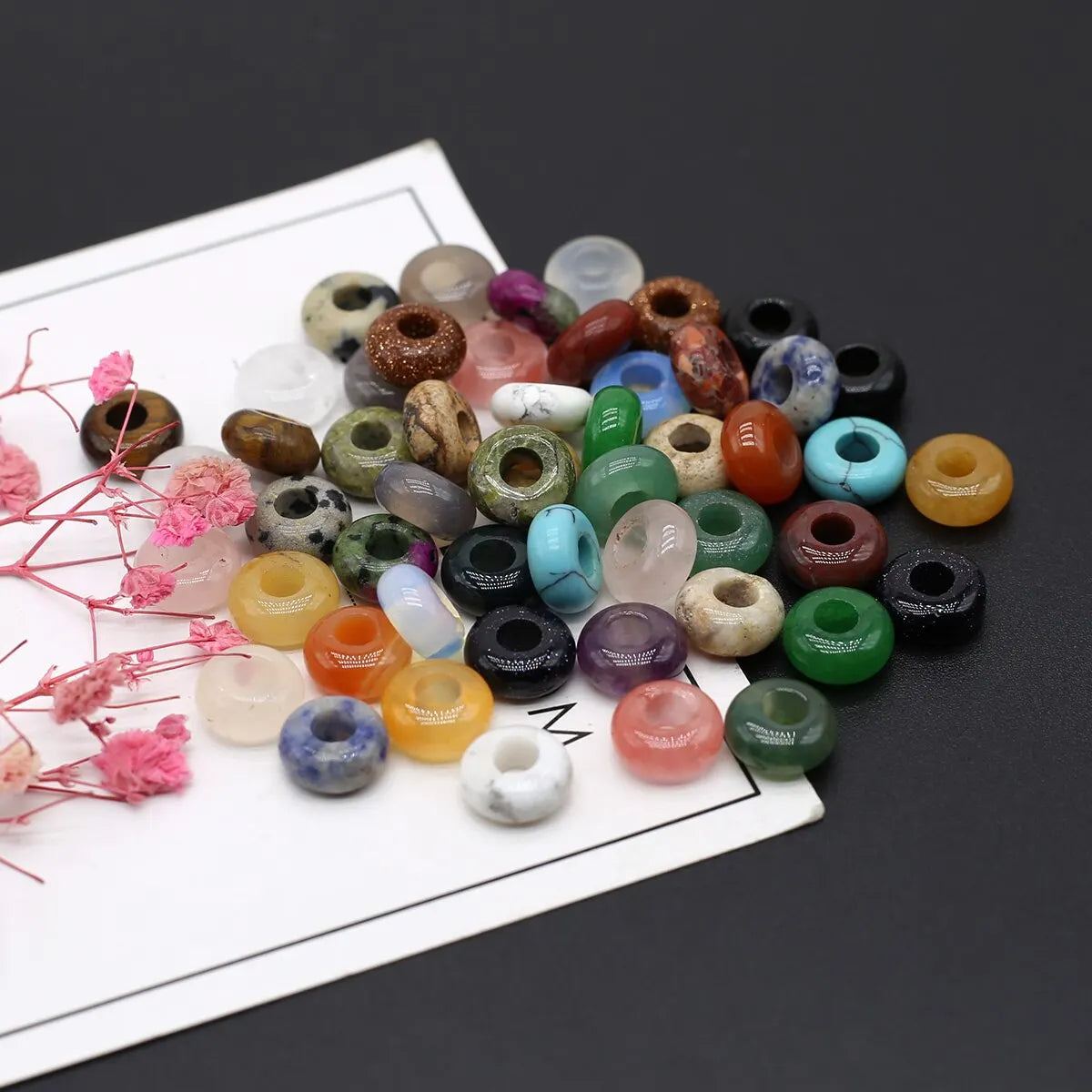 20pcs/Pack Abacus Beads 5x10mm Natural Red Agate Tiger Eye Amethysts Rose Quartz Beads for Jewelry Making DIY Necklace Bracelet