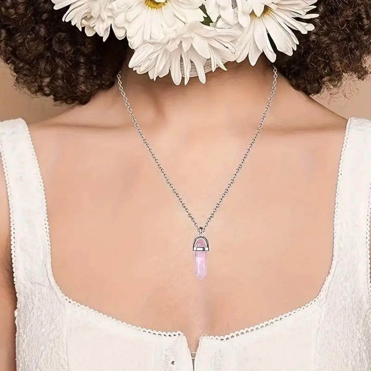 3pcs Rose Quartz Necklaces Pendants Set For Spiritual Energy Witchcraft Reiki, Holiday Gift, Birthday Gift